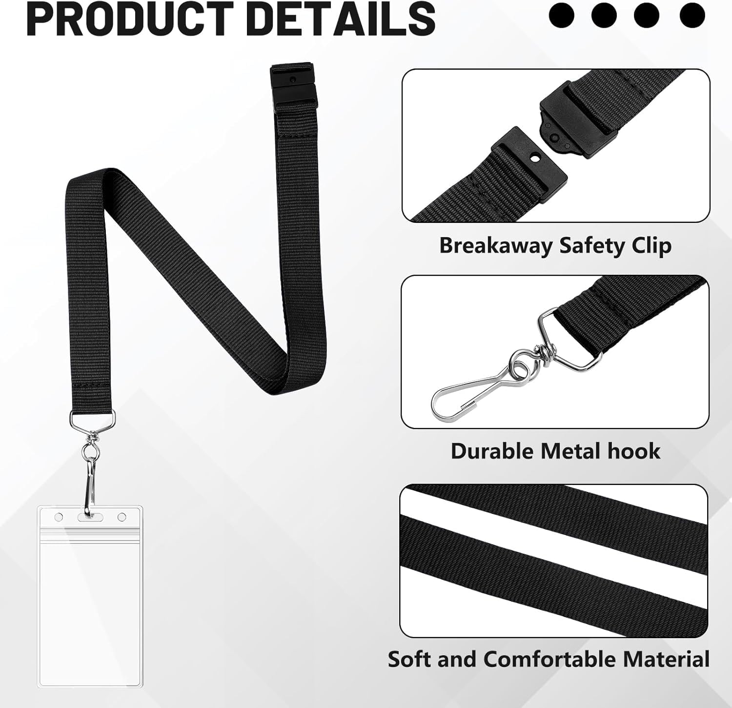 Security license lanyard with breakaway clip and ID holder